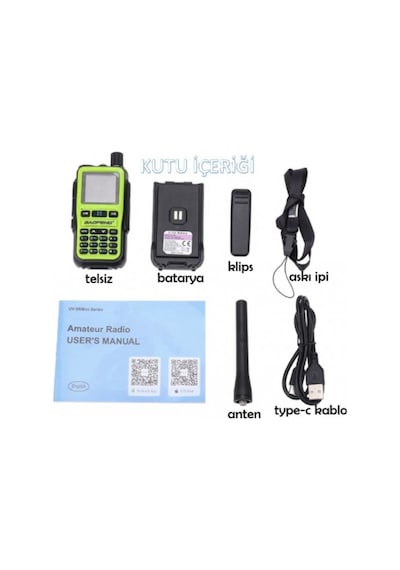 Baofeng Uv-5r Mini Dual Band Telsiz Vhf/uhf 5w Güç, Bluetooth, Type-c Şarj - Yeşil