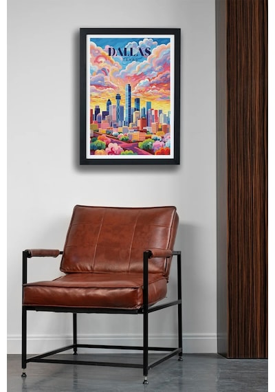 Dallas Texas Siyah Çerçeveli Poster Tablo