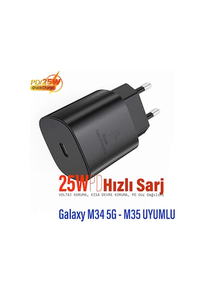 Samsung M34 5g - Galaxy M35 Uyumlu Şarj Aleti 25w Hızlı Şarc Cihazı