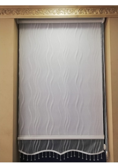 Dalga Desen Tül&Stor Çiftmekanizmalı Perde Etek+Bonc... Dalga Desen Tül&Stor Çiftmekanizmalı Perde Etek+Bonc...
