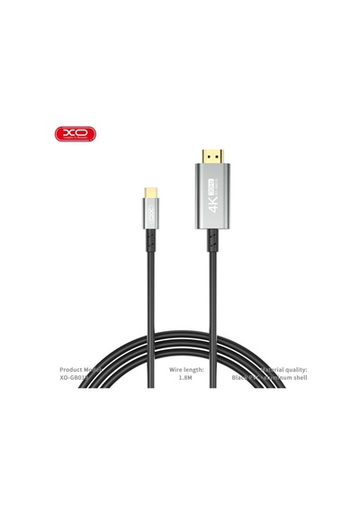 Xo Gb019 Type-c To Hdmı 4k Görüntü Aktarım Kablosu - 1.8 Metre Metal Kasa