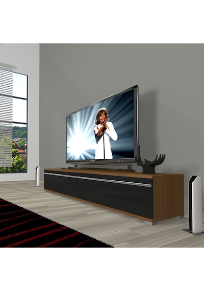 Decoraktiv Eko 140t Mdf Tv Ünitesi Tv Sehpası - Ceviz - Siyah Ceviz - Siyah