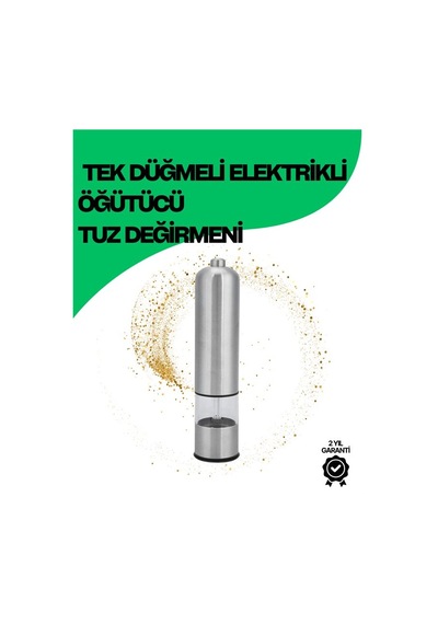 Şeffaf Hazneli Elektrikli Tuz Karabiber Öğütücü Pilli Taşınabilir Mutfak Aleti Gri