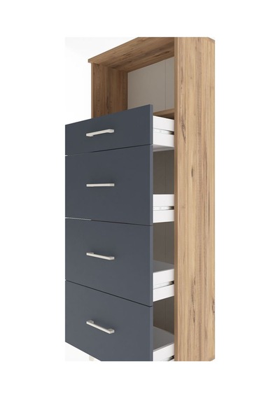 Arges Dolap Tek Raflı 4 Çekmeceli 60x30x163 Çam-antrasit Çam