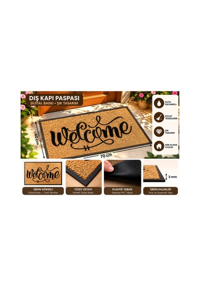 Dış Kapı Paspası 40x70 Cm Dijital Baskılı Kaymaz Pvc Plastik Tabanlı Kapı Önü Paspası Kahverengi - 937348033 Kahverengi Dış Kapı Paspası 40x70 Cm Dijital Baskılı Kaymaz Pvc Plastik Tabanlı Kapı Önü Paspası Kahverengi - 937348033 Kahverengi