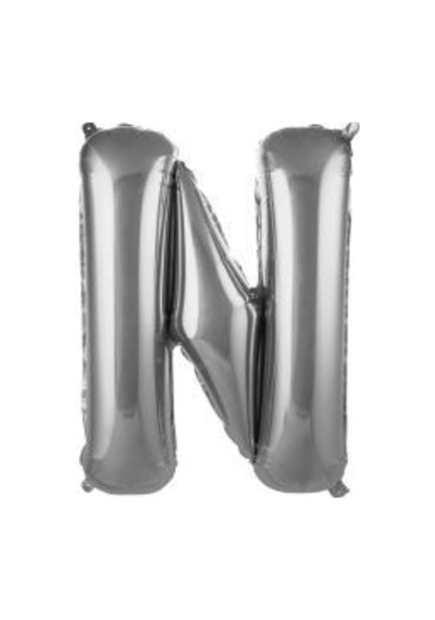 40 Inç 100 Cm Gümüş Folyo Harf Balon N Beyaz