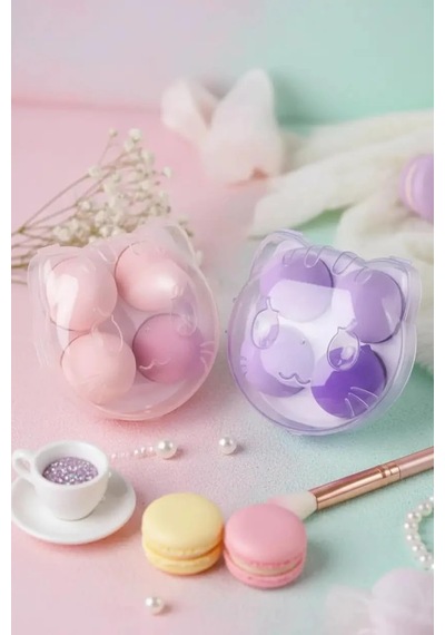 Lisanslı Kedi Şekilli Saklama Kutulu Hijyenik 4'lü Makyaj Süngeri Seti 12,5 Cm, 2016463710101 Belirtilmemiş