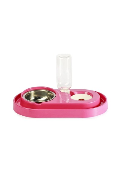 Tr Hazneli Kedi-köpek Mama Ve Su Kabı Seti 500ml Fuşya