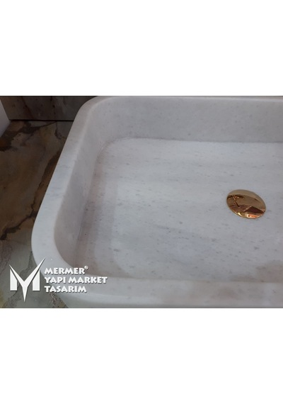 Grili Beyaz Mermer Oval Köşe Dikdörtgen Lavabo