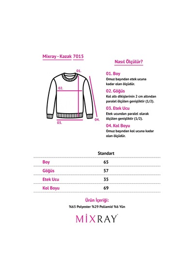 Mixray 7015 Kadın Yün Karışımlı Yarasa Kol Yumuşak Doku Triko Kazak Bej