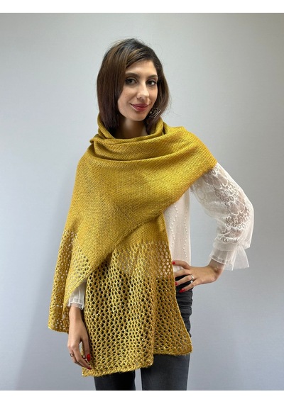Gönülden Tasarım 200x50 Cm Triko Pul Payetli Kadın Fular Şal Hardal