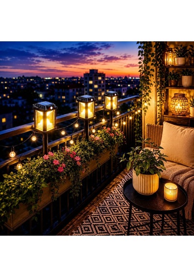 Panter Solar Bahçe Aydınlatması, Balkon Dekorasyonu, Güneş Enerjili Hareket Sensörlü, 3000k Sarı Gün Işığı