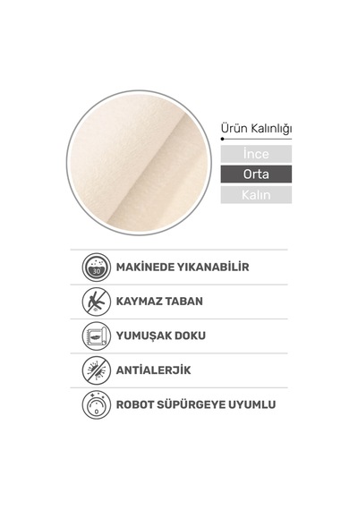 Puffy Kırık Beyaz/krem Yumuşak Peluş Halı Yolluk Kaymaz, Yıkanabilir, Salon Mutfak Antre Için