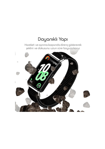 Huawei Band 10-9-8 İle Uyumlu Hasırlı Kumaş Kordon Terleme Yapmayan Cildi Tahriş Etmeyen Nefes Alabilir Yapılı Kademeli Cırt Cırt Tasarımlı Deformasyona Dayanıklı Rahat Kayış Çok Renkli