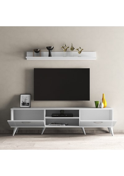 Mega 180 Lik L Raflı Tv Ünitesi Beyaz - Tvu0101