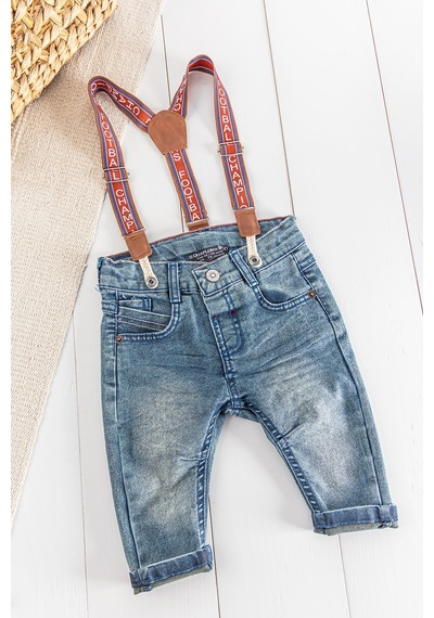 Baby Denim Kumaş Askılı Erkek Bebek Kot Pantolon 001
