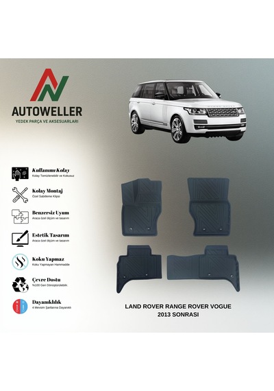 Land Rover Range Rover Vogue 2013 Sonrası Uyumlu Havuzlu Oto Paspas