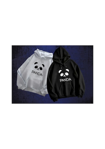 Blackjack Giyim Unisex Siyah Gri 2'li Sweatshirt Siyah-gri-panda