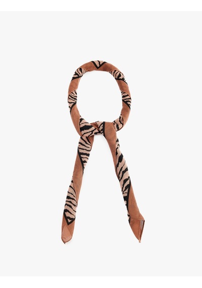 Koton Zebra Desenli Kare Şal Kahverengi 7wak50228aa Kahve