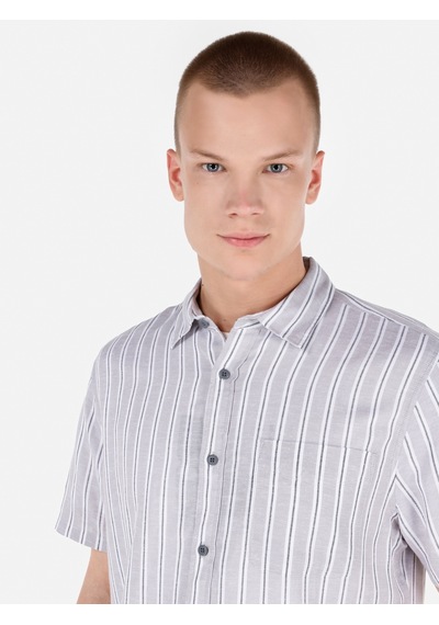 Colin's Colins Normal Kesim Shirt Yaka Baskılı Gri Erkek Kısa Kol Gömlek Cl1067847 Cl1067847 Q1.v1 Gra Gri