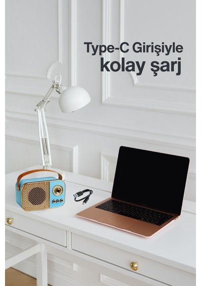 Nostaljik Bluetooth Hoparlör Bluetooth 5.2 Usb & Tf Kart Destekli Led Taşınabilir Speaker