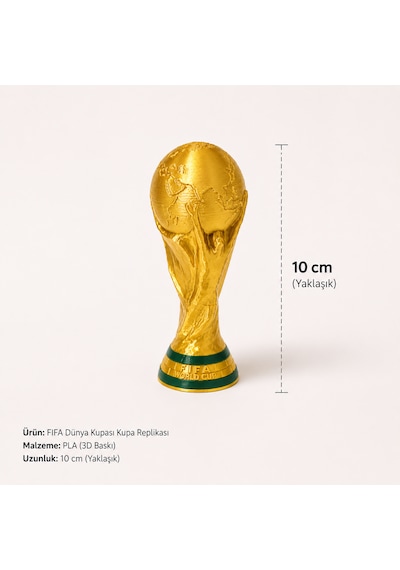 Fıfa Dünya Kupası Kupa 10 Cm Altın Renk 3d Baskı Dekoratif Futbol Kupası Koleksiyonluk Biblo