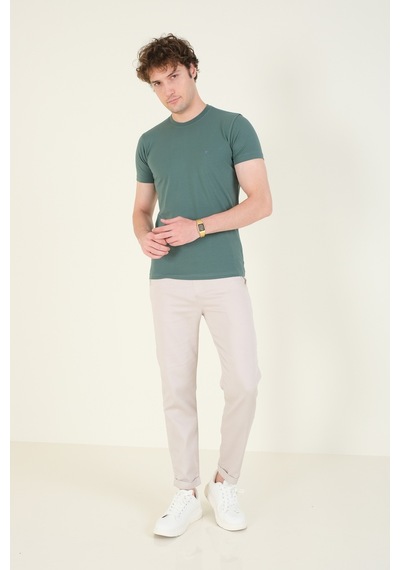 Giyim Dünyası Erkek Sıfır Yaka Basic T-shirt Yeşil 001