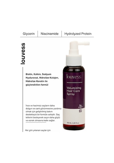 Louvess Glycerin Niacinamide Wheat Protein İçerikli Hacimlendirici Saç Bakım Spreyi 100 ML