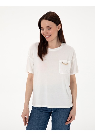 Pierre Cardin Kadın Beyaz Tişört 50301456-vr013 Beyaz