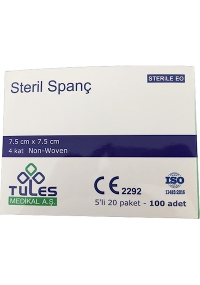 Tules Steril Gazlı Bez Spanç 7.5 x 7.5 CM 100 Adet