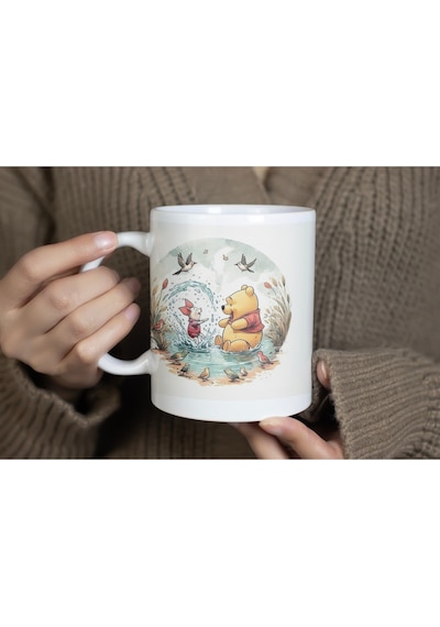 Winnie The Pooh Tasarım Huzur Temalı Kupa Bardak Sakinlik Ve Pozitif Enerji Arkadaşa Hediye Bardak Beyaz