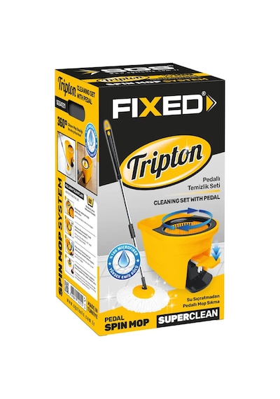 Sgs 4221 Tripton Pedallı Mikrofiber 360 Döner Başlıklı Mop Ve Kova Paspas Temizlik Seti