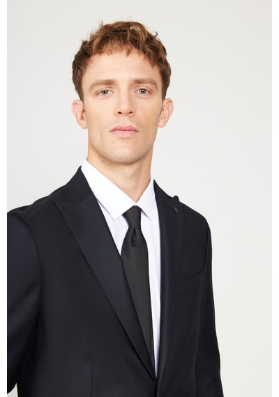 AC&Co / Altınyıldız Classics Erkek Lacivert Ekstra Slim Fit Dar Kesim Kırlangıç Yaka Takım Elbise Lacivert