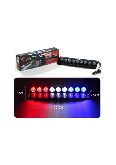 Flaş Led Çakarlı 27W Kırmızı-Beyaz-Mavi 8 Fonksiyonlu / Lapa175