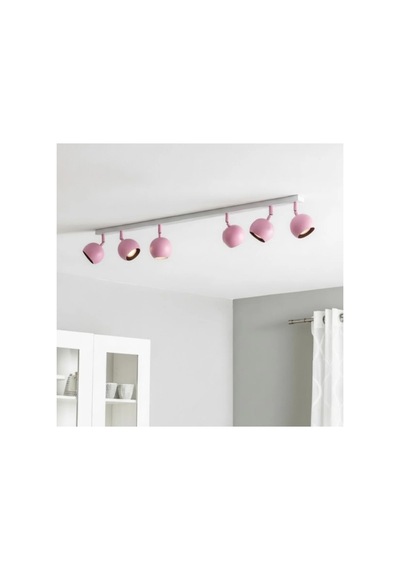 Pembe Beyaz Bebek Çocuk Odası Gu10 Led Küre Altılı 6lı Hareketli Başlık Tasarruflu Spot Tavan Avize Siyah