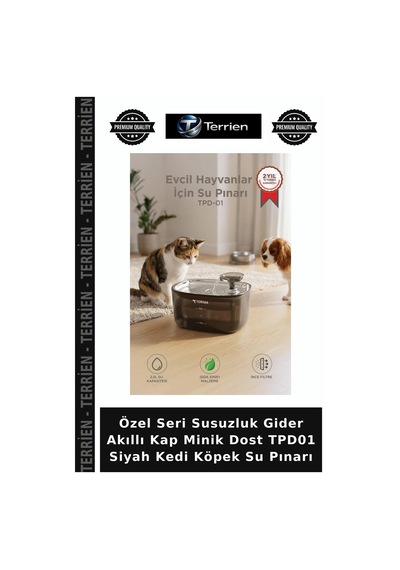 Özel Seri Susuzluk Gider Akıllı Kap Minik Dost Tpd01 Siyah Kedi Köpek Su Pınarı