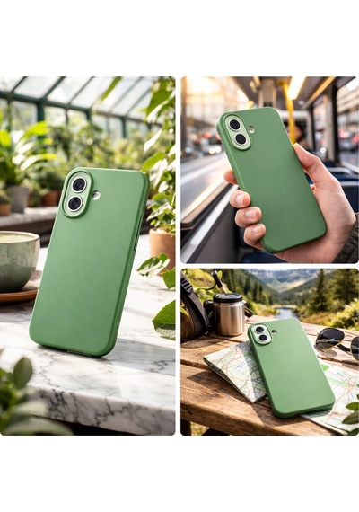 Apple Apple iPhone 17 Uyumlu Kılıf Renkli Lansman İçi Kadife Yumuşak Kamera Yükseltili Silikon Su Yeşili