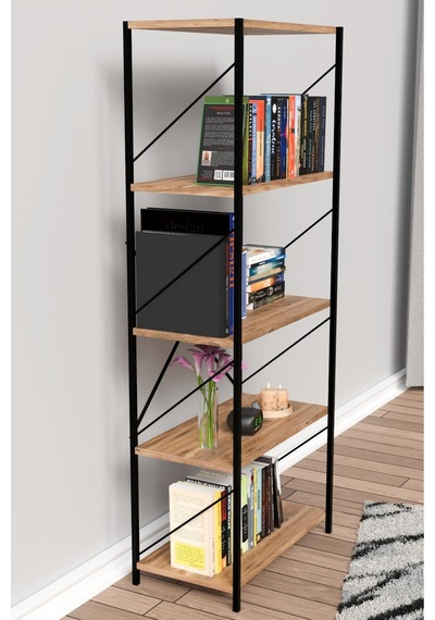 150 Cm Kitaplık Metal Dekoratif Çok Amaçlı Raf Kahverengi 150 Cm Kitaplık Metal Dekoratif Çok Amaçlı Raf Kahverengi