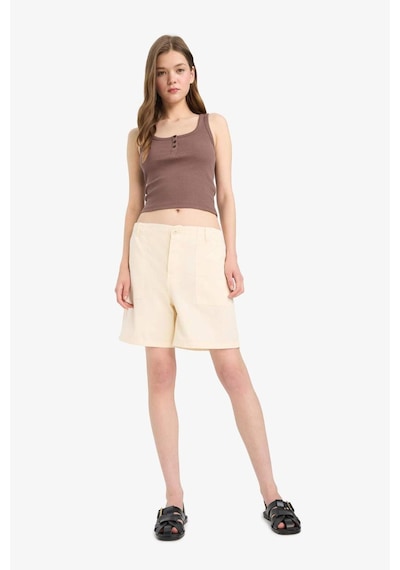 Defacto Coool Normal Bel Kısa Paça Gabardin Şort F3318ax25smer218 Ekru