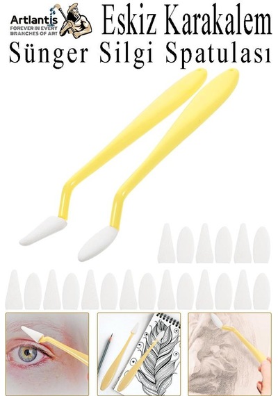 Sünger Silgi Spatulası 1 Paket Eskiz Karakalem Karıştırıcı Sünger Silici Spatula Eskiz Sileceği