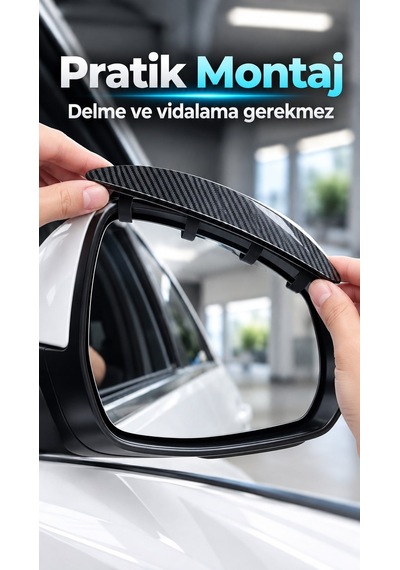 Yan Ayna Yağmur Siperliği Karbon Desenli Araba Koruyucu Siper 2 Adet