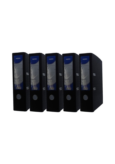 Noki Geniş Plastik Klasör 56411-190 Siyah 5 Li Paket