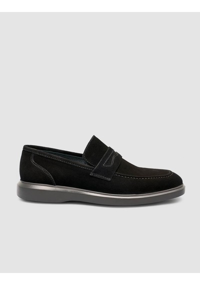 Cabani Süet Hakiki Deri Siyah Erkek Loafer Siyah