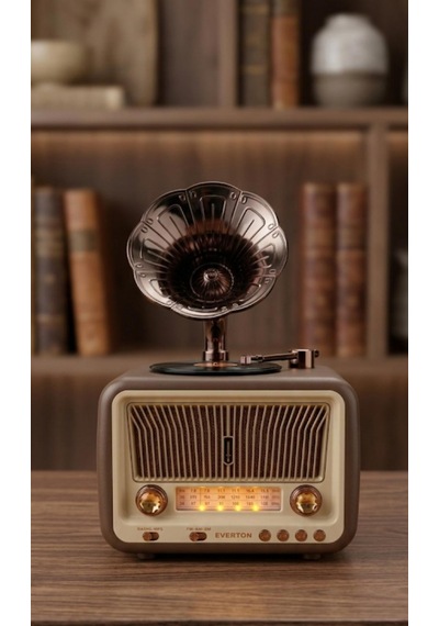 Nostaljik Gramofon Tasarımlı Bluetooth Hoparlör-fm/am/sw 3 Band Radyo-usb/tf Kart