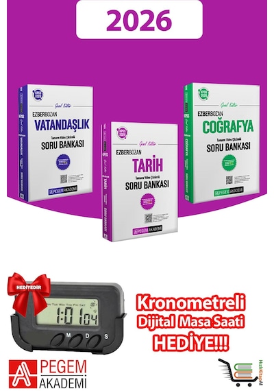 2026 Kpss Genel Kültür Genel Yetenek Vatandaşlık-tarih-coğrafya Soru Bankası Seti Hediyeli