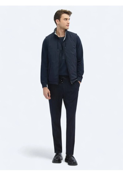 Kip Lacivert Regular Fit Dik Yaka Casual Dokuma Spor Yelek Lacivert