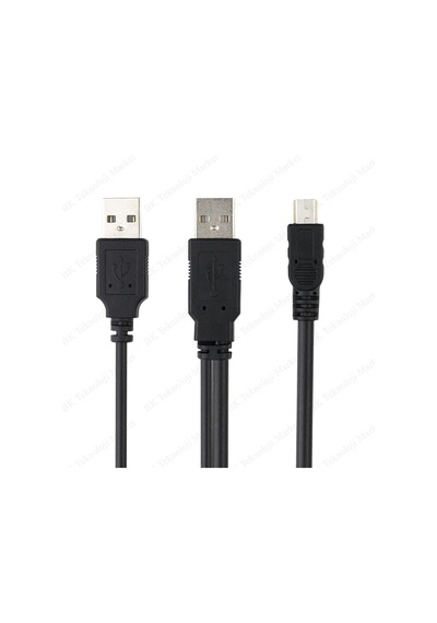 Taşınabilir Diskler Için Usb Y Kablosu 2 Usb - Mini Usb 5-Pin