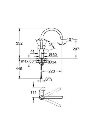 Grohe Bauedge Döner Borulu Eviye Bataryası 31367000