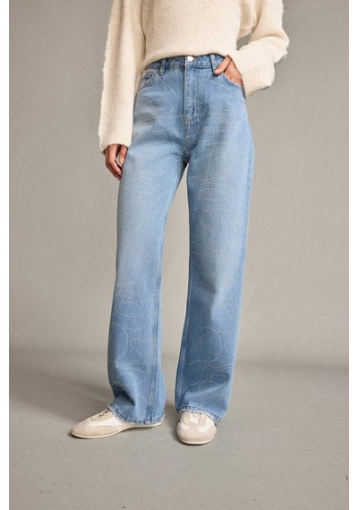 Defacto Baggy Fit Yüksek Bel Düz Paça Jean Pantolon G0586ax25smbe702 Mavi