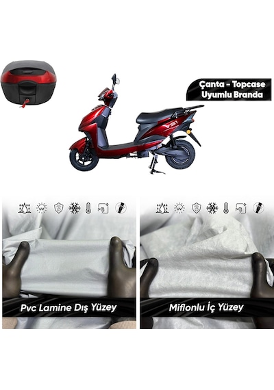 Volta Vs1 Uyumlu Motosiklet Brandası Su Geçirmez Miflonlu Topcase Çanta Uyumlu Motor Branda